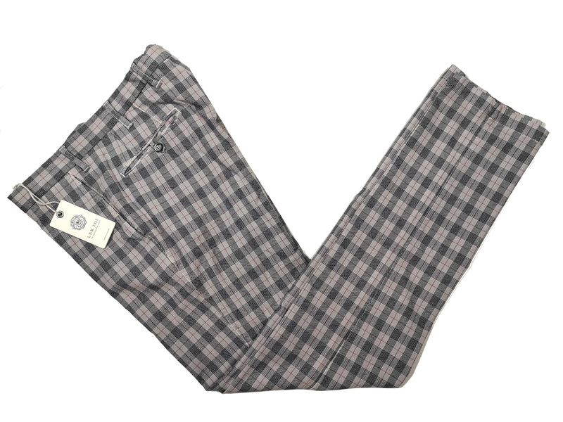 LBM 1911 Trousers 34, Black beige & red plaid Flat front Tailored fit Cotton blend
