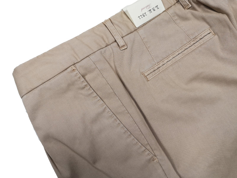 LBM 1911 Trousers 35/36, Dark tan Flat front Slim fit Cotton/Elastane