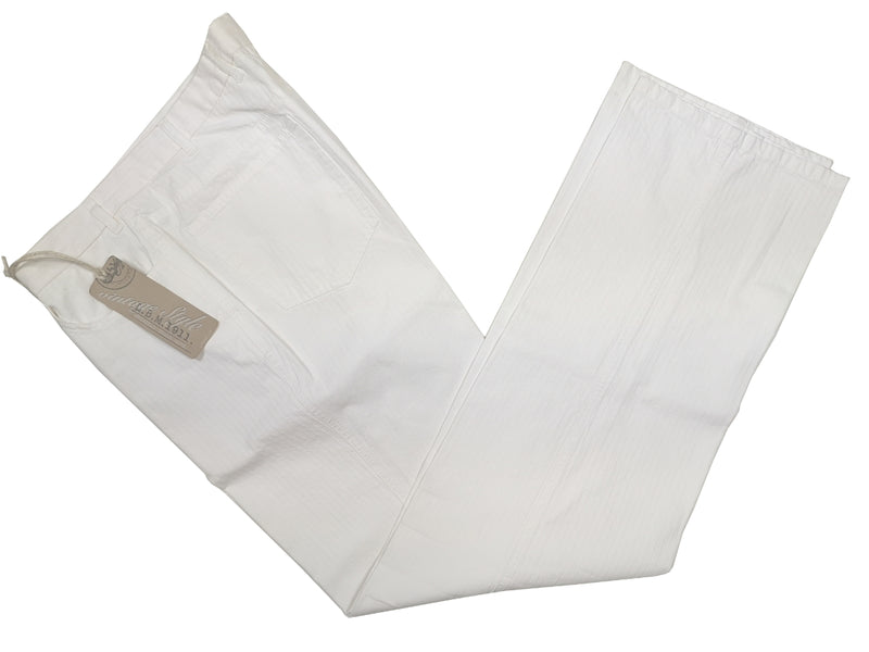 LBM 1911 Trousers 36, White herringbone Flat front Relaxed fit Cotton