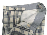 LBM 1911 Trousers 32, Vanilla with blue plaid Flat front Tailored fit Cotton/Elastane