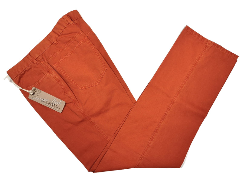 LBM 1911 Trousers 36, Orange Flat front Relaxed fit Cotton/Linen