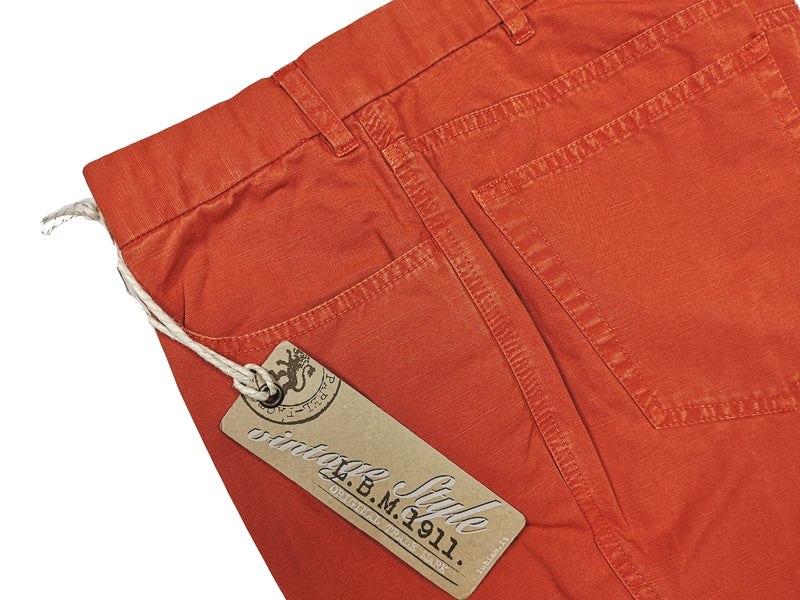 LBM 1911 Trousers 36, Orange Flat front Relaxed fit Cotton/Linen