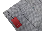 Luigi Bianchi Trousers 32 Navy & Sky micro check Flat front Tailored fit Cotton