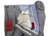 Luigi Bianchi Trousers 32 Navy & Sky micro check Flat front Tailored fit Cotton