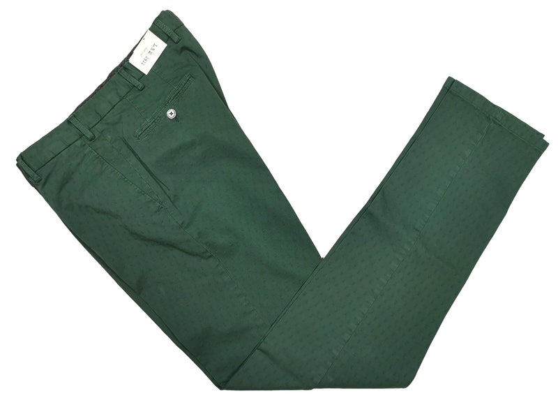 LBM 1911 Trousers 36, Bottle green dot textured Flat front Tailored fit Cotton/Elastane