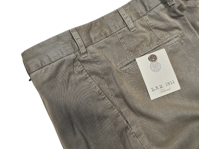 LBM 1911 Trousers 36 ****, Taupe Flat front Tailored fit Cotton