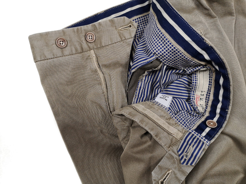 LBM 1911 Trousers 36 ****, Taupe Flat front Tailored fit Cotton