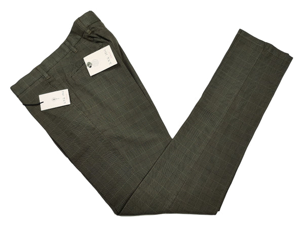 LBM 1911 Trousers 33/34, Olive plaid Pleated front Slim fit Cotton blend