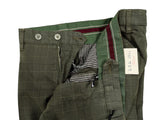 LBM 1911 Trousers 33/34, Olive plaid Pleated front Slim fit Cotton blend