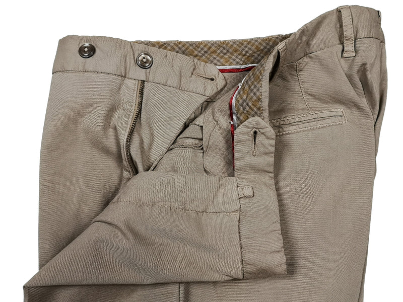 LBM 1911 Trousers 33/34, Taupe brown Flat front Slim fit Cotton/Elastane