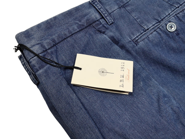 LBM 1911 Trousers 36, Denim blue Pleated front Relaxed fit Cotton/Elastane