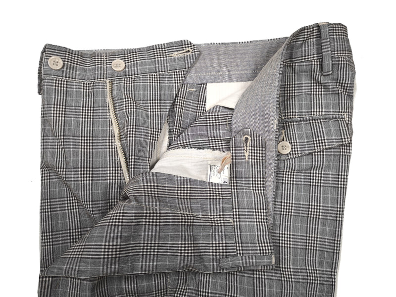 LBM 1911 Trousers 34, Black & white plaid with blue Flat front Tailored fit Cotton