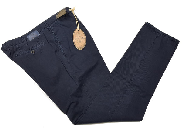 LBM 1911 Trousers 36, Navy blue Pleated front Straight fit Cotton/Elastane