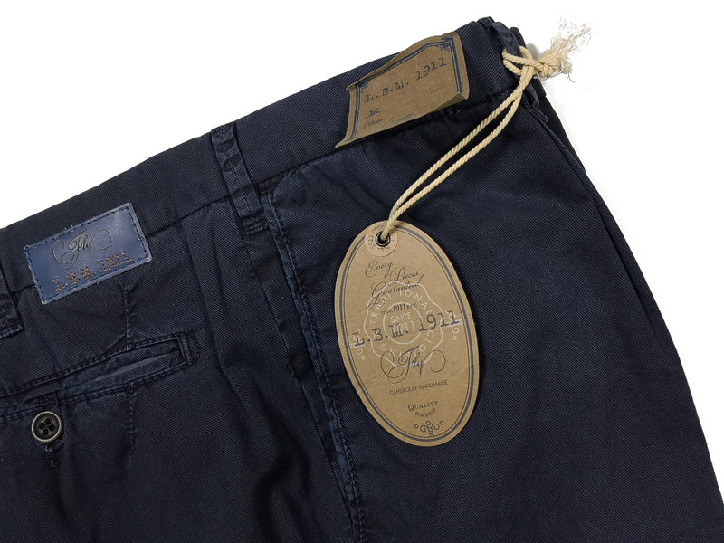 LBM 1911 Trousers 36, Navy blue Pleated front Straight fit Cotton/Elastane