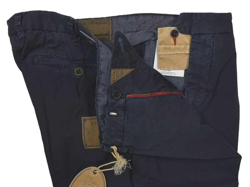 LBM 1911 Trousers 36, Navy blue Pleated front Straight fit Cotton/Elastane