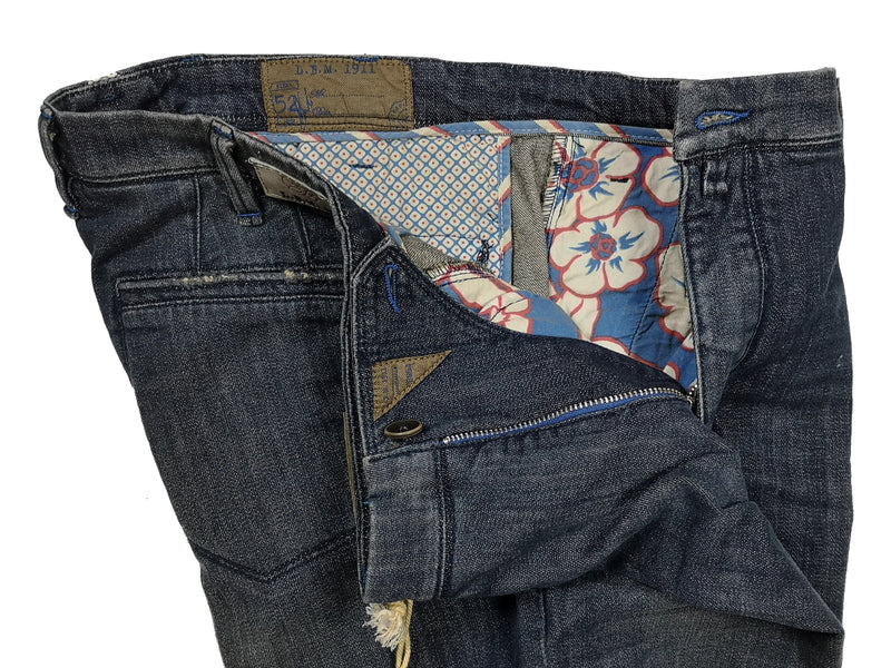 LBM 1911 Trousers 36, Dark denim blue Flat front Straight fit Cotton/Elastane