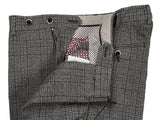Luigi Bianchi Trousers 35/36, Grey plaid Flat front Slim fit Cotton