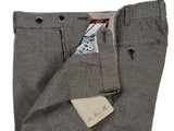 Luigi Bianchi Trousers 34, Earthy grey puppytooth Flat front Tailored fit Cotton