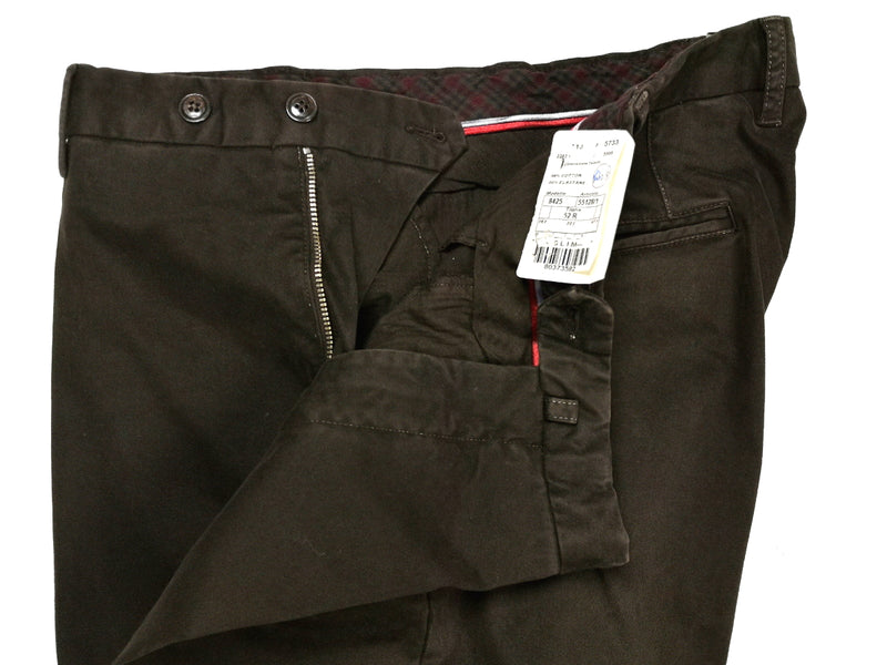 LBM 1911 Trousers 35/36, Dark brown Flat front Slim fit Cotton/Elastane
