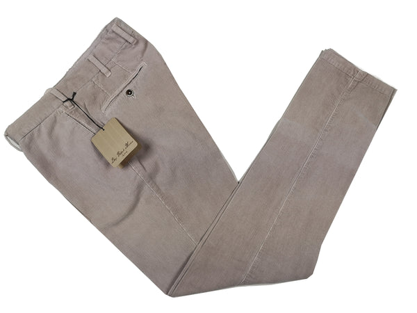 Luigi Bianchi Trousers 35/36, Beige pinwale cord Flat front Slim fit Cotton