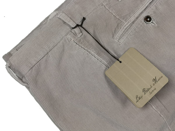Luigi Bianchi Trousers 35/36, Beige pinwale cord Flat front Slim fit Cotton