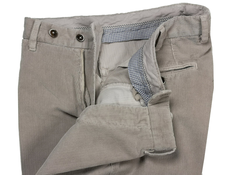 Luigi Bianchi Trousers 35/36, Beige pinwale cord Flat front Slim fit Cotton