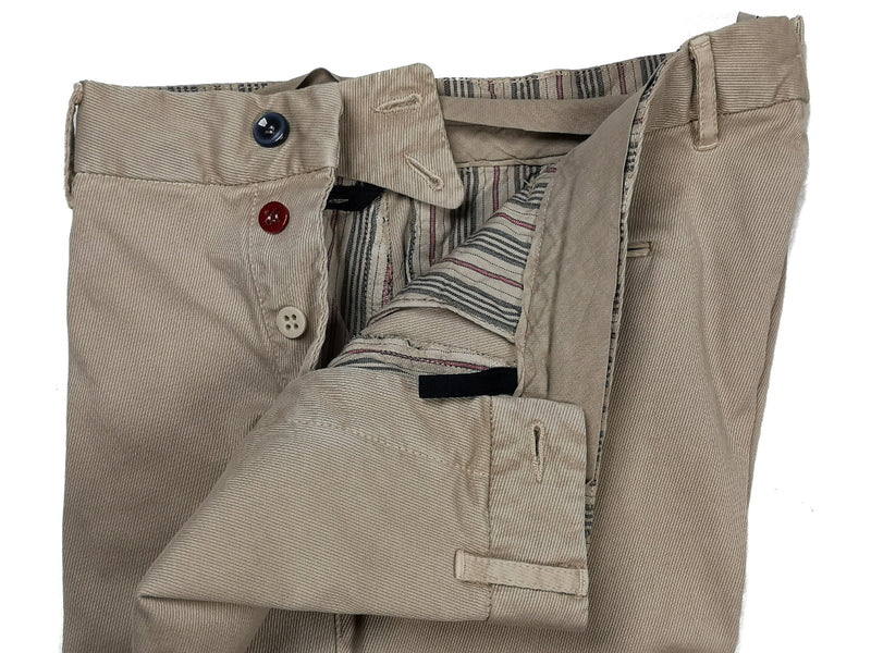 LBM 1911 Trousers 35/36, Washed beige Flat front Slim fit Cotton/Elastane