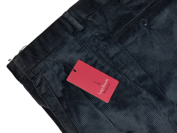 Luigi Bianchi Trousers 38, Deep blue Pleated front Relaxed fit Cotton Corduroy