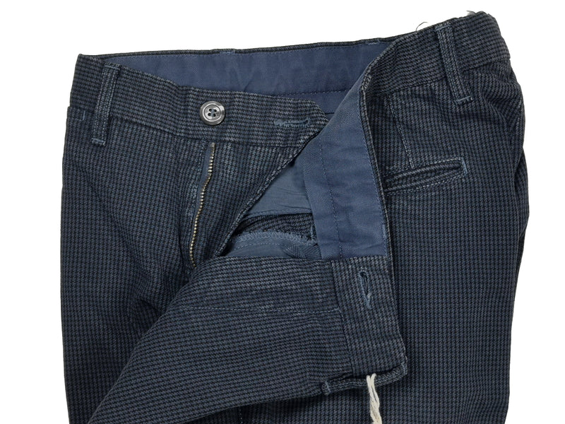 LBM 1911 Trousers 34, Washed navy microcheck Flat front Tailored fit Cotton blend