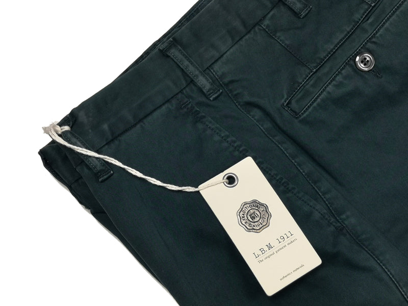 LBM 1911 Trousers 34, Forest green Flat front Tailored fit Cotton/Elastane