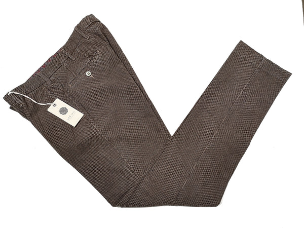 LBM 1911 Trousers 34, Washed brown puppytooth Flat front Tailored fit Cotton blend