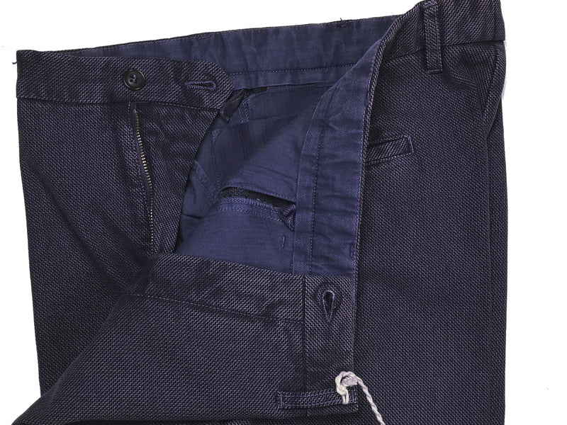 LBM 1911 Trousers 34, Indigo blue weave Flat front Relaxed fit Cotton blend