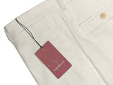 Luigi Bianchi Trousers 33, Winter white Flat front Relaxed fit Cotton