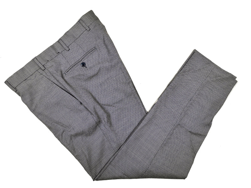 LBM 1911 Trousers 35/36 Pale blue/white fancy pattern Flat front Slim fit Wool/Cotton