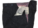 LBM 1911 Trousers 33/34, Dark blue fancy pattern Pleated front Slim fit Wool/Cotton