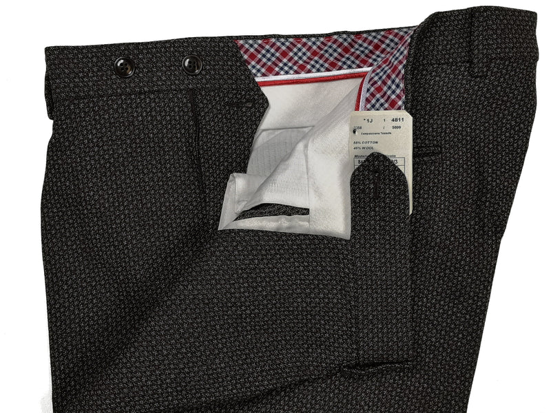 LBM 1911 Trousers 35/36, Charcoal fancy pattern Pleated front Slim fit Wool/Cotton