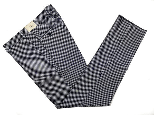 LBM 1911 Trousers 34, Blue/White check Flat front Tailored fit Wool blend