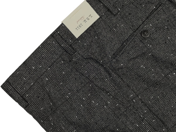 LBM 1911 Trousers 34, Charcoal plaid Flat front Tailored fit Wool