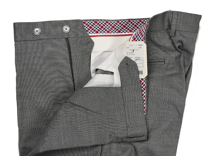 LBM 1911 Trousers 36, Grey fancy pattern Flat front Tailored fit Wool/Cotton