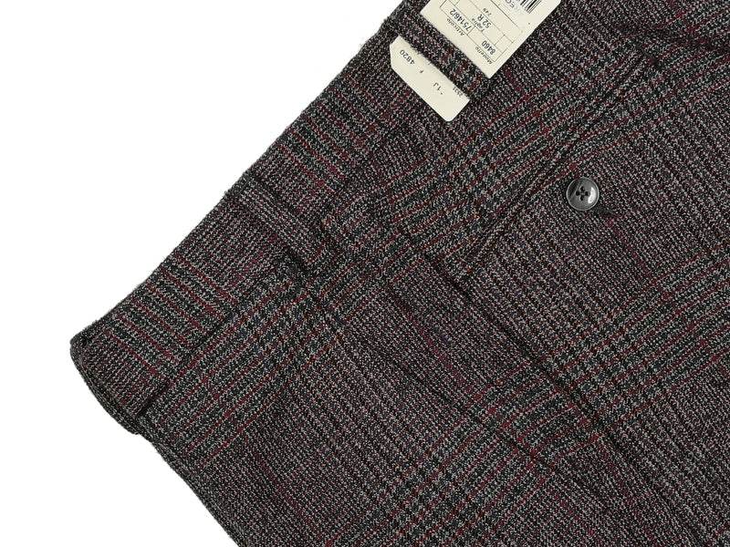 LBM 1911 Trousers 36, Grey with blue/red plaid Flat front Tailored fit Wool