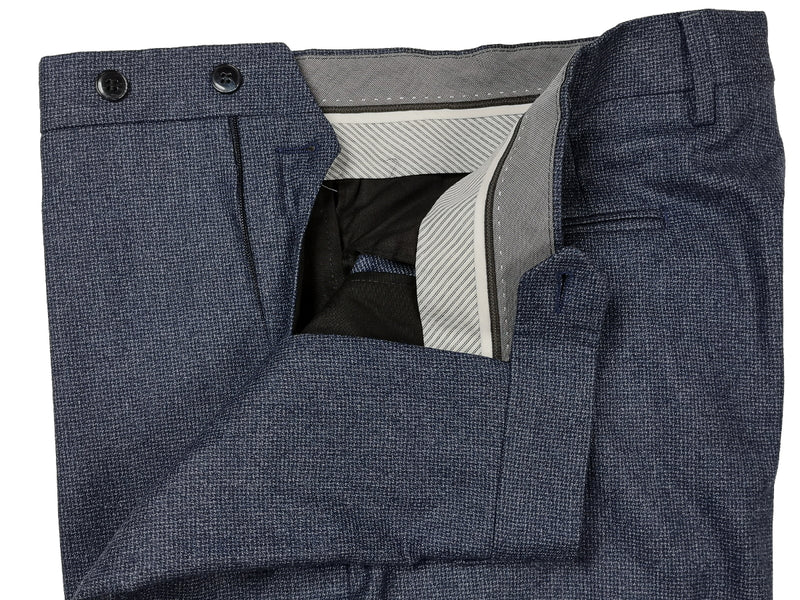 LBM 1911 Trousers 34, Blue mini-check Flat front Tailored fit Wool