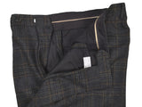 Lubiam Trousers 36, Charcoal with brown plaid Flat front Relaxed fit Wool
