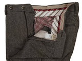 Luigi Bianchi  Trousers 36, Brown herringbone Flat front Tailored fit Wool blend