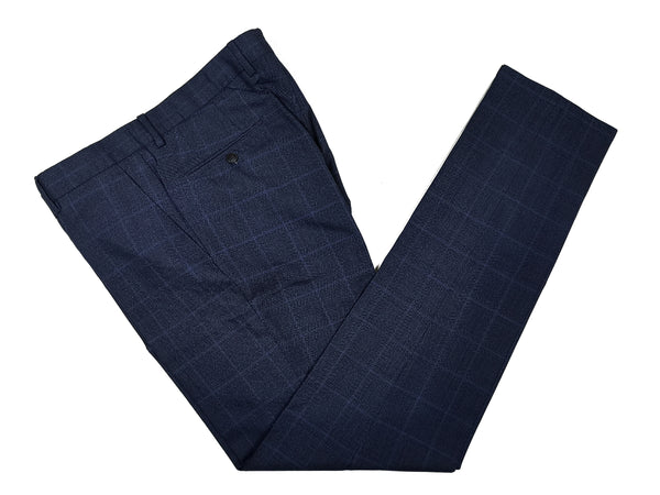 LBM 1911 Trousers 34, Blue plaid Flat front Tailored fit Wool
