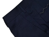 LBM 1911 Trousers 34, Navy fancy weave Flat front Tailored fit Wool/Cotton
