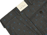 LBM 1911 Trousers 32, Mid grey blue bullseye Flat front Tailored fit Wool