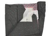 LBM 1911 Trousers 32, Mid grey blue bullseye Flat front Tailored fit Wool
