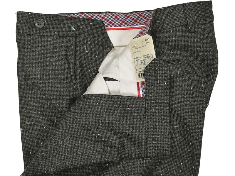 LBM 1911 Trousers 34, Charcoal flecked mini-check Flat front Tailored fit Wool