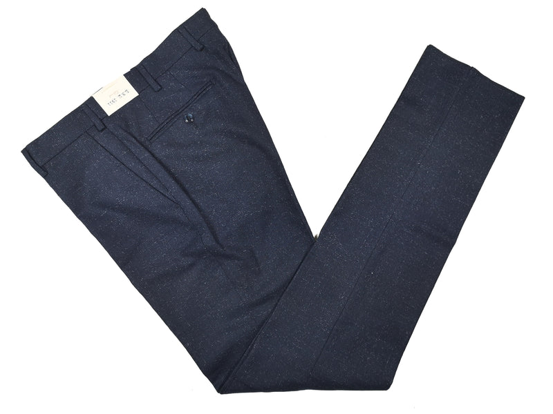 LBM 1911 Trousers 34, Dark blue flecked mini-check Flat front Tailored fit Wool/Elastane