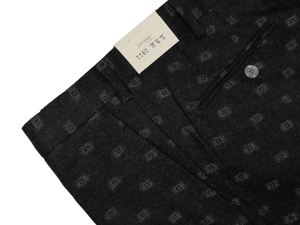 LBM 1911 Trousers 36, Charcoal with soft white pattern Flat front Tailored fit Wool/Nylon